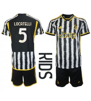 Lacne Dětský Futbalové dres Juventus Manuel Locatelli #5 2023-24 Krátky Rukáv - Domáci (+ trenírky)